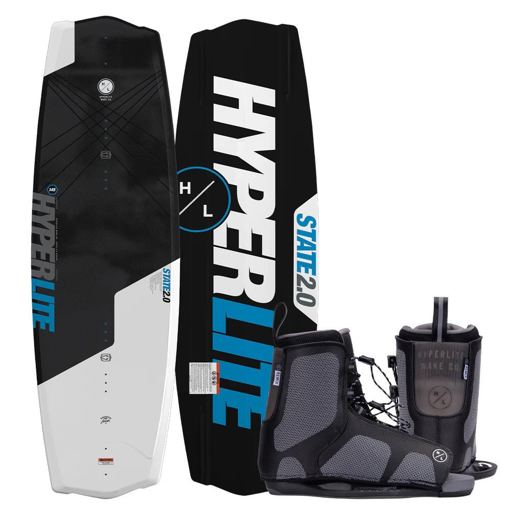 Hyperlite State 2.0 Wakeboard with Remix Bindings - Asymmetrical Progression Package